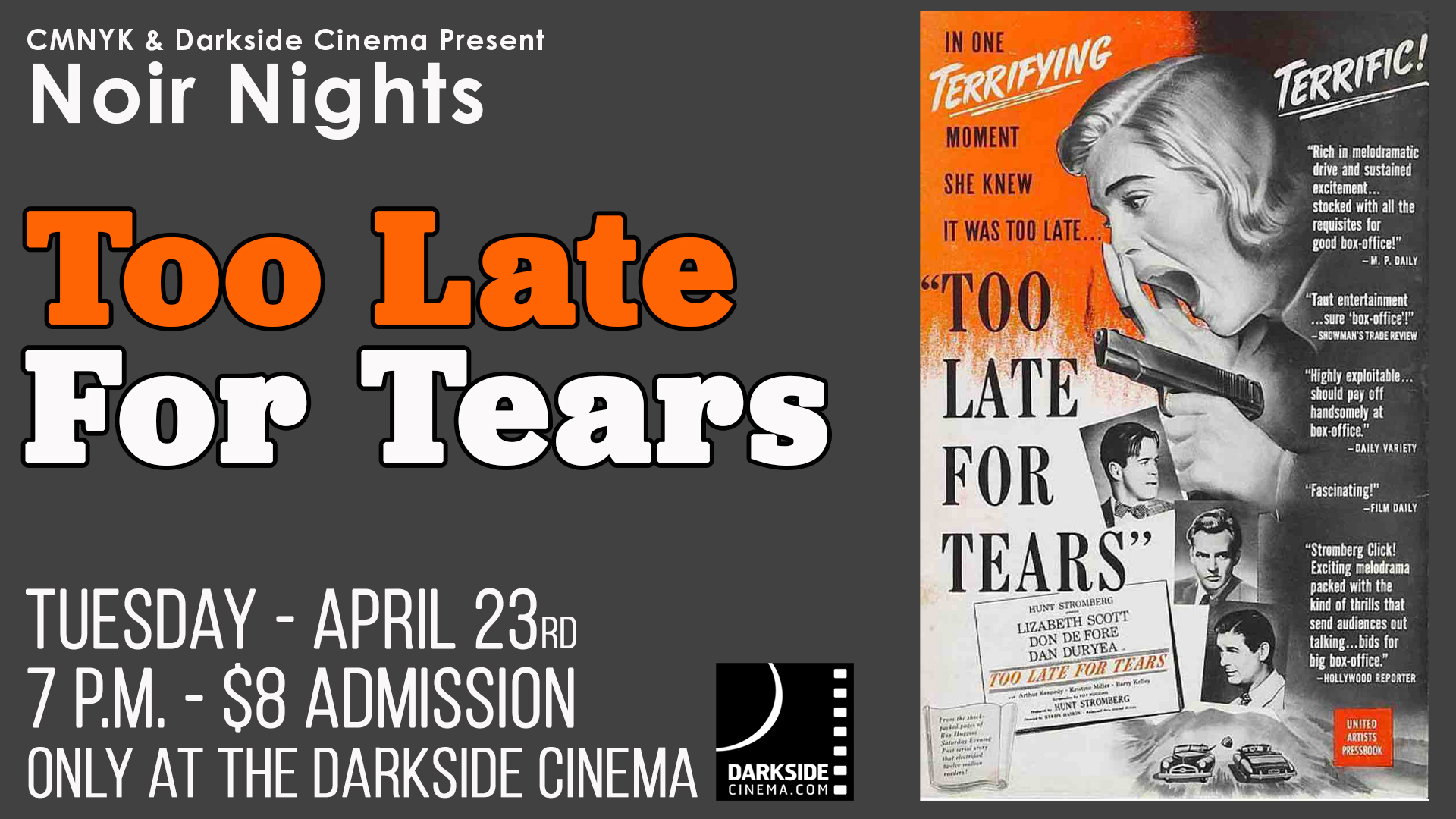 TOO LATE FOR TEARS movie poster